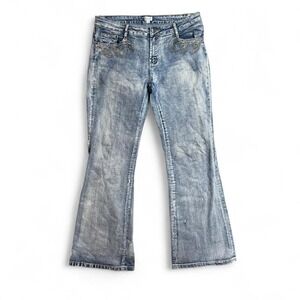 CACHE denim flare jeans with embroidery design